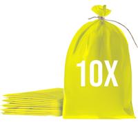 Bazko Sacs à sable vides pour inondations à remplir 10 pièces | Sac en tissu PP 50x80 cm | Sac de sable jaune pour protection contre l'eau | Sac de jardin avec ficelle d'attache