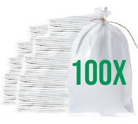 Bazko Sacs à sable vides pour inondations à remplir 100 pièces | Sac en tissu PP 40x60 cm | Sac à sable de protection contre l'eau blanc | Sac de jardin avec ficelle d'attache