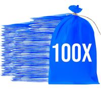 Bazko Sacs à sable vides pour inondations à remplir 100 pièces | Sac en tissu PP 50x80 cm | Sac à sable de protection contre l'eau bleu | Sac de jardin avec ficelle d'attache