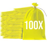 Bazko Sacs à sable vides pour inondations à remplir 100 pièces | Sac en tissu PP 50x80 cm | Sac de sable jaune pour protection contre l'eau | Sac de jardin avec ficelle d'attache