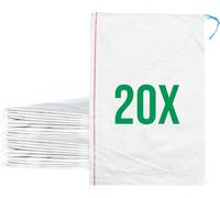 Bazko Sacs à sable vides pour inondations à remplir 20 pièces | 50x80 cm | blanc | Sac en tissu PP | Sac de jardin avec cordon de serrage