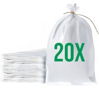 Bazko Sacs à sable vides pour inondations à remplir 20 pièces | Sac en tissu PP 50x80 cm | Sac à sable de protection contre l'eau blanc | Sac de jardin avec ficelle d'attache