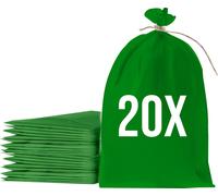 Bazko Sacs à sable vides pour inondations à remplir 20 pièces | Sac en tissu PP 50x80 cm | Sac à sable de protection contre l'eau vert | Sac de jardin avec ficelle d'attache