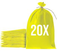 Bazko Sacs à sable vides pour inondations à remplir 20 pièces | Sac en tissu PP 65x105 cm | Sac de sable jaune pour protection contre l'eau | Sac de jardin avec ficelle d'attache