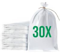 Bazko Sacs à sable vides pour inondations à remplir 30 pièces | Sac en tissu PP 50x80 cm | Sac à sable de protection contre l'eau blanc | Sac de jardin avec ficelle d'attache