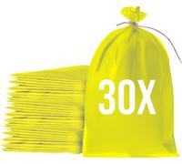 Bazko Sacs à sable vides pour inondations à remplir 30 pièces | Sac en tissu PP 65x105 cm | Sac de sable jaune pour protection contre l'eau | Sac de jardin avec ficelle d'attache