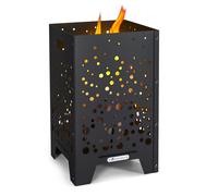 blumfeldt Brasero Exterieur pour Le Jardin et Terrasse, Brasero Portable, Couverture Pluie, Bol en Acier, Brasero Rectangulaire, Foyer Camping, Brûleur à Bois, Résistant aux Intempéries, Tisonnier