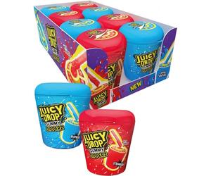 Bazooka Juicy Drop Lot de 8 pots de bonbons gélifiés 2 saveurs Framboise Fraise Dip "N" Stix)