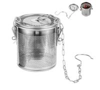 BaZuyunMd 1 passoire à épices, passoire à épices, boule à épices, boule à épices pour la cuisson, convient pour braiser la viande, préparer des soupes et infuser du thé, acier inoxydable, argent
