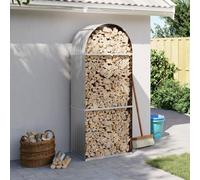 BAZZI Abri pour bois de cheminée : pour l'intérieur et l'extérieur, couleur gris clair, dimensions : 80 x 45 x 190 cm, en acier galvanisé, idéal comme étagère à bois de chauffage ou chariot à bûches