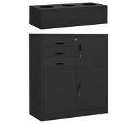 BAZZI Armoire de bureau avec jardinière verrouillable - Anthracite - 90 x 40 x 125 cm - En acier - Armoire multi-usages