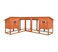 BAZZI Clapier à lapins avec enclos libre, marron, clapier pour lapins et cochons d'Inde, maison pour lapins et cochons d'Inde, maison pour petits animaux, cage à hamster, en sapin massif