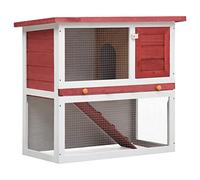 BAZZI Clapier rouge et clapier à lapin avec 1 porte - Cage pour petits animaux et enclos en bois pour lapins et cochons d'Inde - Cage à lapins - Cage à hamster - Cage pour petits animaux