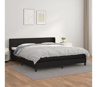 BAZZI Lit à sommier tapissier 160 x 200 cm avec matelas 160 x 200 cm - Ensemble complet avec matelas noir 19 - En cuir synthétique - Parfait pour chambre d'adolescent ou comme futon