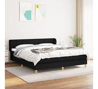BAZZI Lit à sommier tapissier 160 x 200 cm avec matelas 160 x 200 cm - Lit complet - Lit 160 x 200 cm - Avec matelas et sommier à lattes - Noir 34 - En tissu - Pour chambre d'adolescent, futon