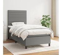 BAZZI Lit à sommier tapissier 80 x 200 cm avec matelas 80 x 200 cm - Ensemble de lit complet avec matelas gris foncé - 30 en tissu - Parfait pour chambre d'adolescent ou comme lit futon