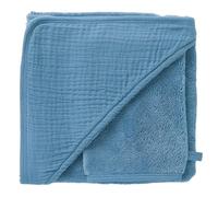 BB&Co Cape de Bain + Gant - Bambou & Gaze (Pierre Bleue) - Éponge Bambou Ultra Douce - Cadeau de Naissance utile et Tendance - Gant Assorti Inclus - Style raffiné à la Sortie du Bain - 70x70 cm