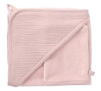 BB&Co Cape de Bain + Gant - Pétale - Éponge Bambou Ultra Douce - Cadeau de Naissance utile et Tendance - Gant Assorti Inclus - Style raffiné à la Sortie du Bain - 70x70 cm