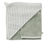 Cape de bain + gant vert de gris, blanc 70X70