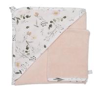 Cape de Bain + Gant (Sweet Garden) - Éponge Bambou Ultra Douce - Cadeau de Naissance utile et Tendance - Gant Assorti Inclus - Style raffiné à la Sortie du Bain - 70x70 cm