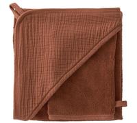 BB&Co Cape de Bain + Gant - Toffee - Éponge Bambou Ultra Douce - Cadeau de Naissance utile et Tendance - Gant Assorti Inclus - Style raffiné à la Sortie du Bain - 70x70 cm