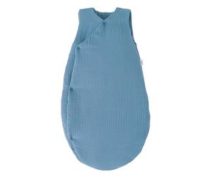 BB&Co Gigoteuse en Gaze de Coton Double pour Bébé, Forme Kimono, Couleur Pierre Bleue (6-18 Mois)