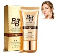 BB Cream Solaire Escargot Doré,Protection Solaire SPF50+ P Correcteur de Teint Hydratant,Fini Naturel Floutant,Contrôle du Sébum,Résistant à l’eau,Teint Léger et Longue Tenue,01# Naturel,40g
