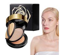 BB Crème Air Cushion, Base Éclat Noir Or Rose - Longue tenue et sans décoloration, Fond de Teint Coussin Éclat Naturel, Unifie le Teint,Couvre les Imperfections pour un Look Sublime (Natural)