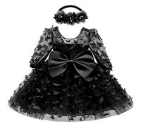 Bb Fille Petite Robes Tutu Fleur Mariage Anniversaire Cake Smash Saint-Valentin Nol Baptme Robe de soire fte Noir 12 Mois