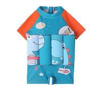 Bb Garon Tout-Petit Flotteur Maillot de Bain Une pice Flottant Manche Courte Flottabilit rglable Maillots VTements de Plage d't Rashguards Bleu - Toiles 18-24 Mois