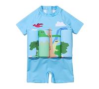 Bb Garon Tout-Petit Flotteur Maillot de Bain Une pice Flottant Manche Courte Flottabilit rglable Maillots VTements de Plage d't Rashguards Bleu Ciel 2-3 Ans