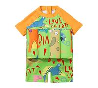 Bb Garon Tout-Petit Flotteur Maillot de Bain Une pice Flottant Manche Courte Flottabilit rglable Maillots VTements de Plage d't Rashguards Orange + Vert Clair 2-3 Ans