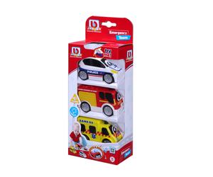 BB JUNIOR - URGENCE SON & LUMIÈRE - Pack de 3 Camion de pompiers / Voiture de police / Ambulance