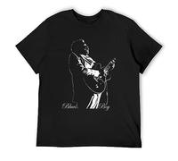 BB King Photo Portrait Jazz Guitar Unisex 100% Cotton Short-Sleeve T-Shirts Black XXL