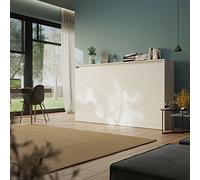 BB Loisir Armoire Lit escamotable 100x200cm Blanc Horizontal Lit Rabattable Lit Mural C*Adore