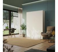 BB Loisir Armoire Lit escamotable 140x200cm Blanc Vertical Lit Mural C*Adore