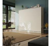 BB Loisir Armoire Lit Escamotable 160x200cm Blanc Horizontal Rabattable Mural C