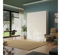 BB Loisir Armoire Lit escamotable 160x200cm Blanc Vertical Lit Rabattable Lit Mural C*Adore