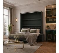 BB Loisir Lit Armoire 180x200cm avec Canapé Anthracite Lit escamotable M3 Vert Pierre