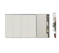 BB Loisir Lit Escamotable 140x200cm Horizontal et 1 Placard 90cm M2 Lit Mural Blanc nervuré