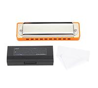 Bb Major 10 trous 20 tons Blues Harmonica Bronze Phosphoreux Qualité Professionnelle Durable Accordage Précis pour Musiciens Débutants Peigne en Résine en Acier Inoxydable Noir (Orange)