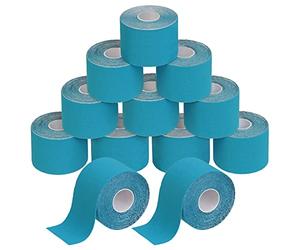 BB Sport 12 Rouleaux Ruban Adhésif de Kinésiologie Diverse Couleurs 5 m x 5 cm E -Book Exemples D'application, Couleur:la lumière bleue