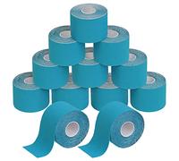 BB Sport Bande Kinésiologie La lumière bleue 12 Rouleaux 5m x 5cm Strap | Ruban élastique, imperméable, sans latex, coton, respirant, taping, genou, cheville, tendon, dos, épaule, poignet, coude