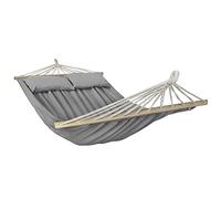 BB Sport Hamac Double Suspendu Barre Deux Personnes Surface Couchage 240 x 150 cm Charge Max. 300 kg, Couleur:Gris
