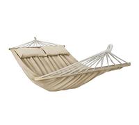 BB Sport Hamac Double Suspendu Barre Deux Personnes Surface Couchage 240 x 150 cm Charge Max. 300 kg, Couleur:Plage