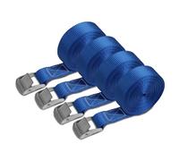 BB Sport Sangle d'Arrimage à Griffe Fixation 250 kg 4 pièces 2,5cm x 6m | Sangle de Déménagement, TÜV, Serrage, Bleu, Camion, Remorque, Palette, DIN EN 12195-2, Polyester
