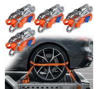 BB Sport Sangles d'Arrimage Roues Lot de 4 TÜV 3 m 35 mm 2000 daN Remorque | Voiture, Véhicule, Moto, Pneus, DIN EN 12195-2, Polyester, Tendeur, Transport, Quad, Sécurisation