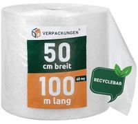 BB-Verpackungen 2 x films à bulles d'air de 0,5 x 100 m (véritable film à bulles de 60 my, film d’emballage, emballage alvéolaire de protection des objets délicats, recyclable) - Sets de 1 à 4 rouleaux