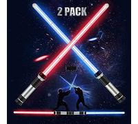 BBABBT Lot de 2 sabres laser 2 en 1 Star Wars avec lumière et son, 6 modes 7 couleurs changeantes, épée lumineuse pour enfants et adultes, cadeau de Noël, Halloween, anniversaire
