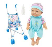 Bbaby Pram Pushchair Ride On Cart - collapsiblee Nursery roleplayy Kit Clip Mount Frame Alternative Realistic Styling Lightweight Build | Garden Patio Leis Activity Feeding Bottle Accessory Simulation